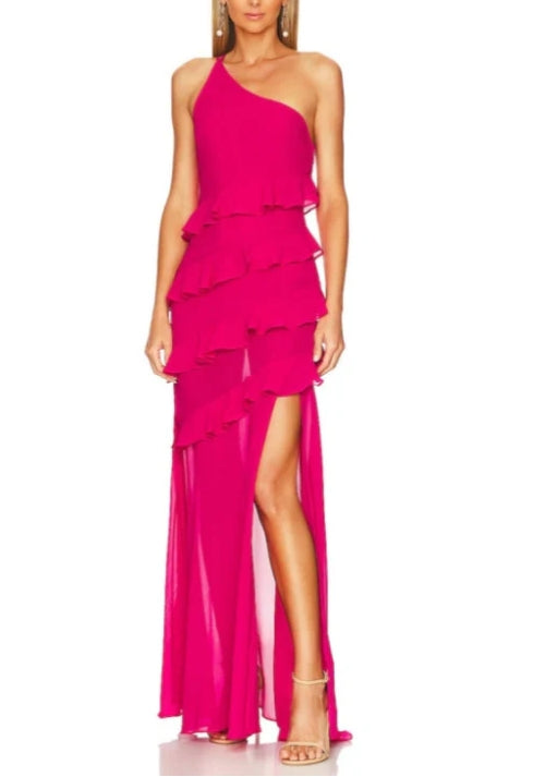 One-Shoulder Slim Prom Dress with Sleeveless Sheath Design